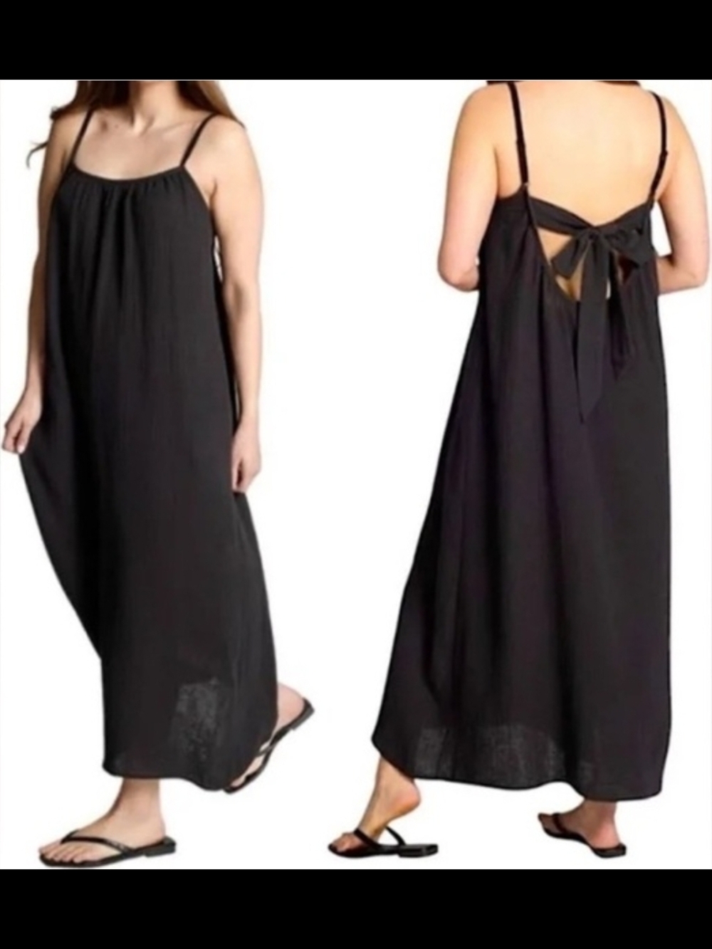 Sol Angeles Black Gauze Maxi Dress Xl/XXL 14-16 NEW